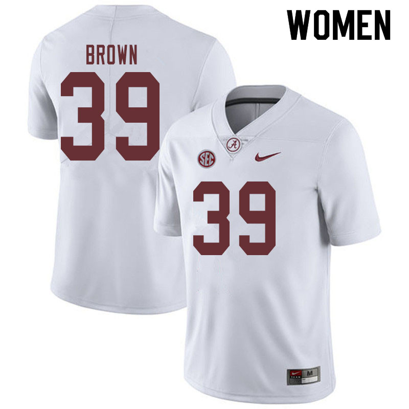 Women #39 Jahi Brown Alabama Crimson Tide College Football Jerseys Sale-White